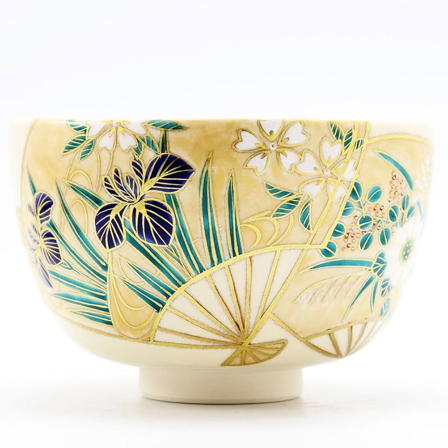 Amazon | 抹茶碗 色絵茶碗 「扇面草花」 木箱入り 通年物 茶道具
